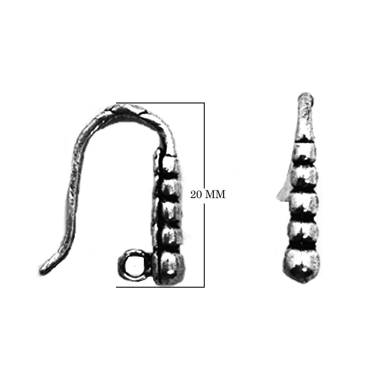 Handcrafted Silver Overlay Beaded Earwire from India with polished silver overlay finish