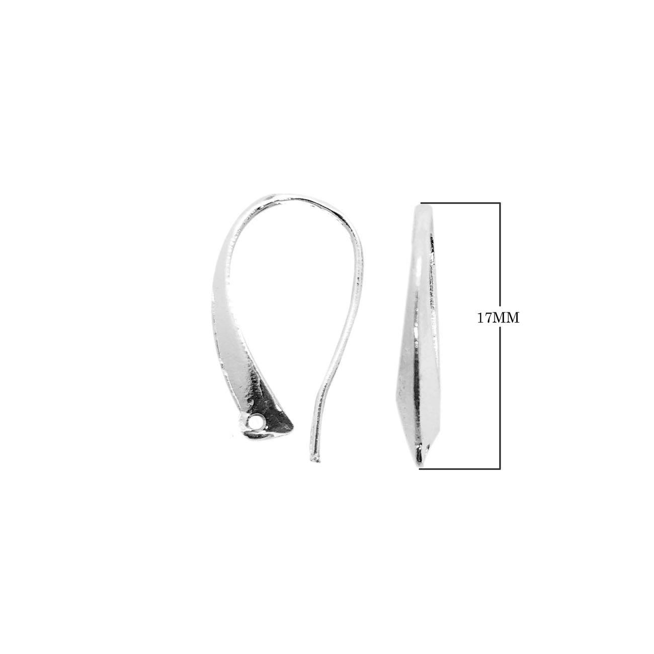 Handcrafted Silver Overlay Curved Edge Earwire from India with polished silver overlay finish