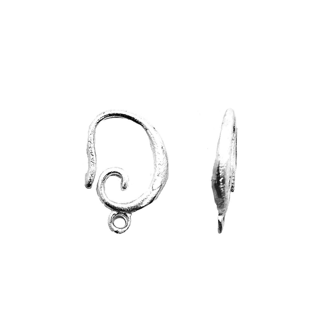 Elegant silver overlay swirl earwire handcrafted in India
