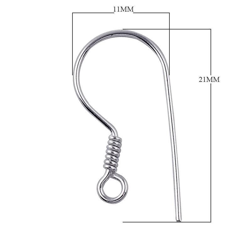 Elegant Sterling Silver Coil Hook Earwire From India For Handmade Earrings
