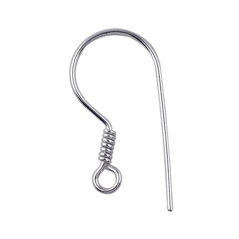 Elegant Sterling Silver Coil Hook Earwire From India For Handmade Earrings