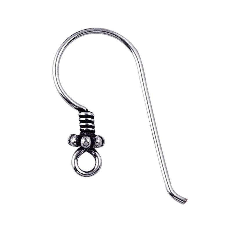 Handcrafted Sterling Silver Bali Beaded Coil Earwire From India For Earrings