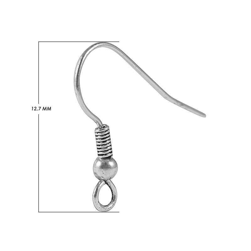Handcrafted Sterling Silver Coil Bead Hook Earwire From India For Earrings
