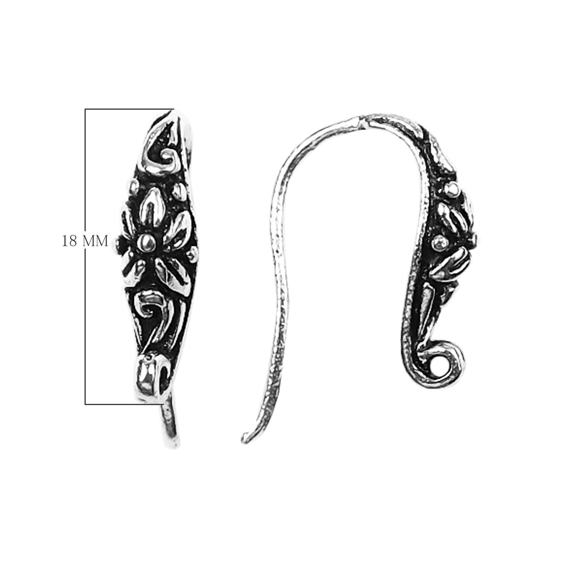 Handcrafted Sterling Silver Floral Bali Earwire From India For Earrings