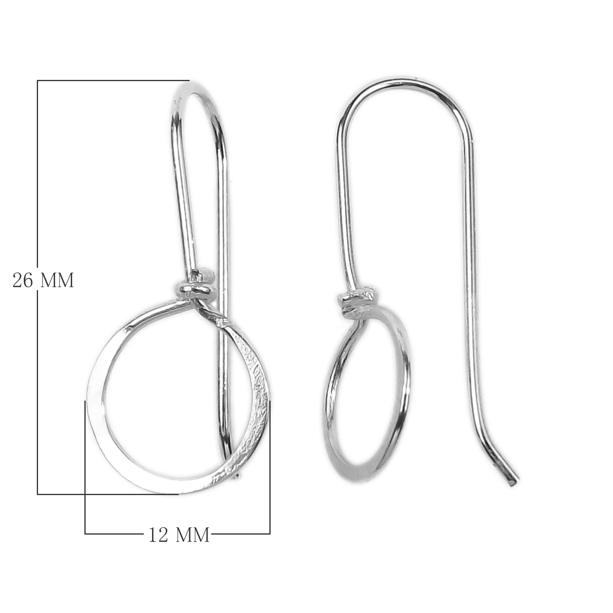 Handcrafted Sterling Silver Round Hoop Drop Earwire From India For Earrings