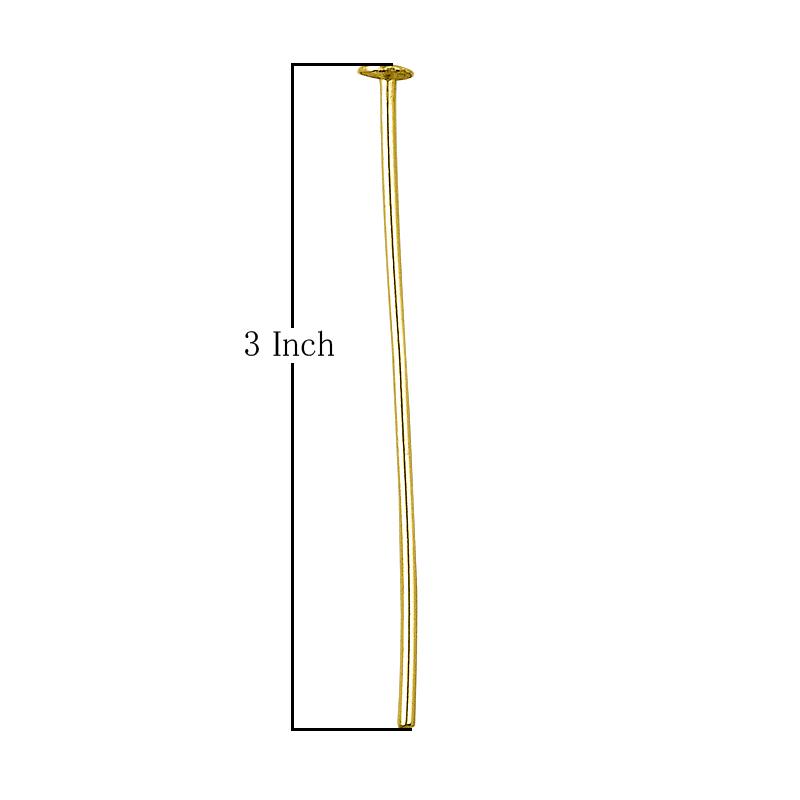 HPG-101-3" 18K Gold Overlay 22 Gauge Head Pin With A Flat Top Beads Bali Designs Inc 