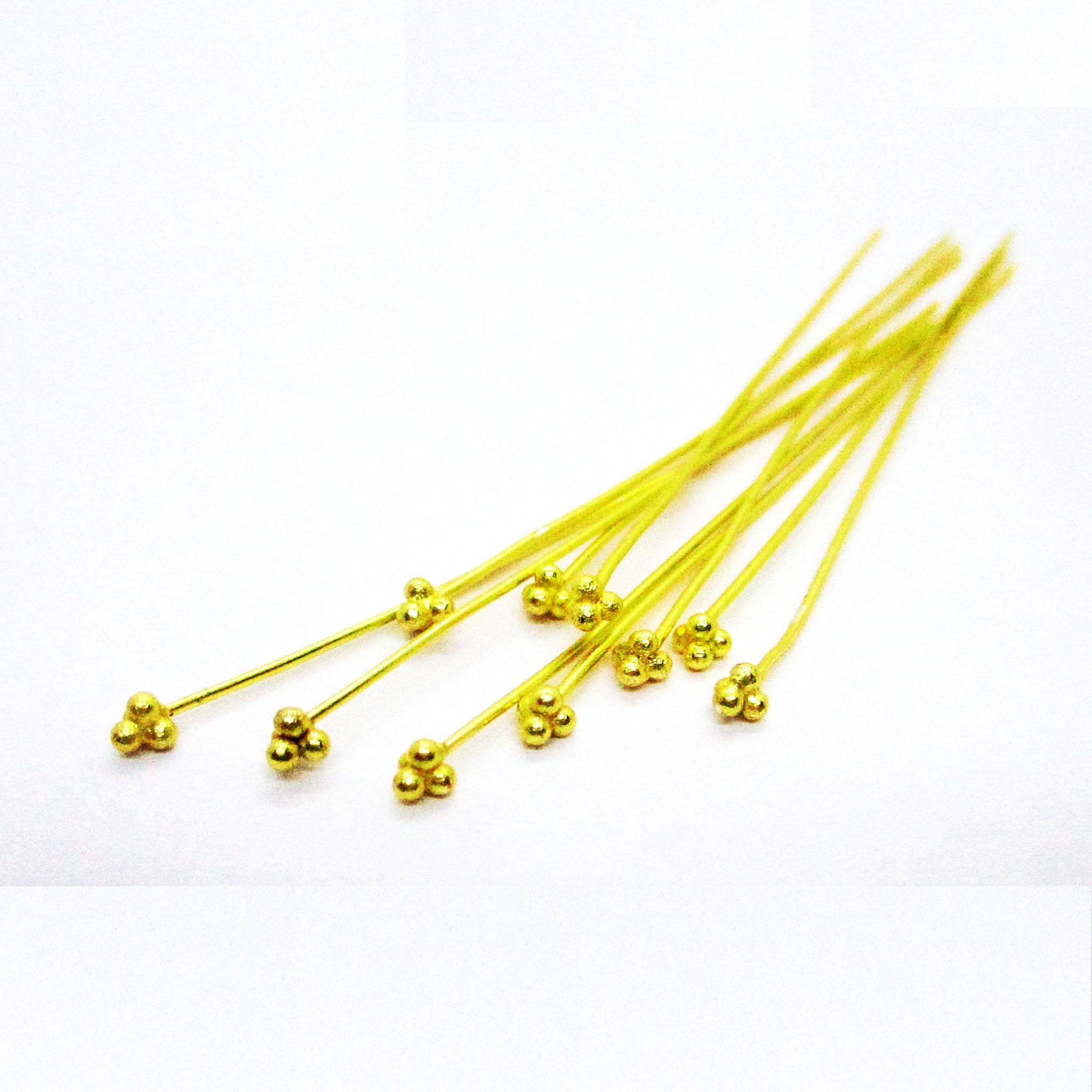 HPG-107-3" 18K Gold Overlay 22 Guage Head Pin With Granulated Tip Beads Bali Designs Inc 