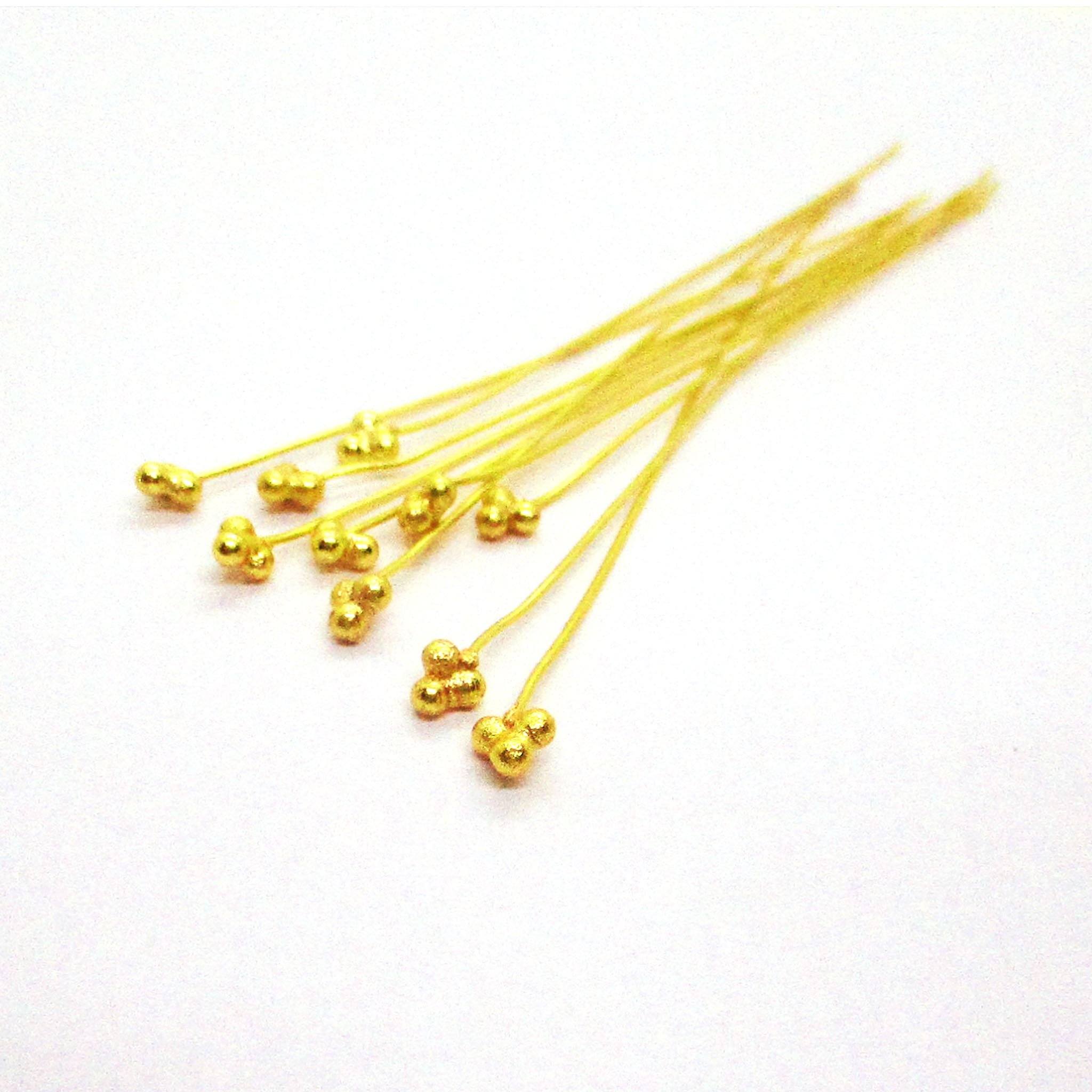 Artistic long 18K gold overlay granulated head pin handcrafted in India.