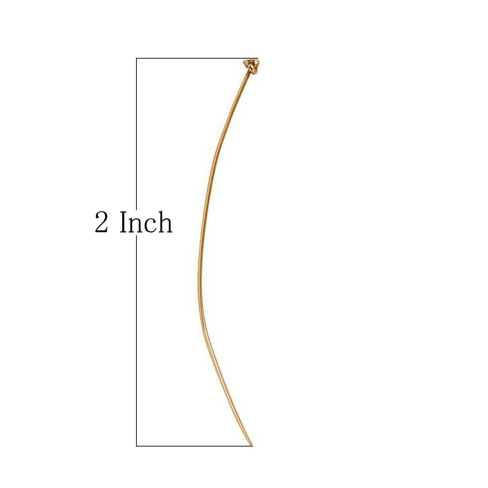 HPG-110-2" 18K Gold Overlay 22 Gauge Head Pin Plain Cap With Ball Top Beads Bali Designs Inc 