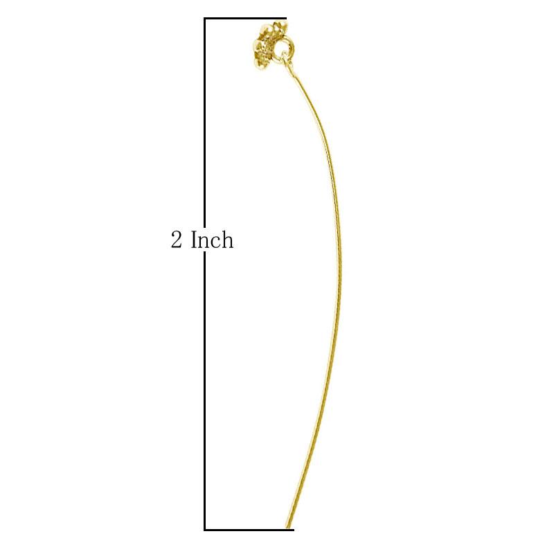 Artistic long head pin with floral granulated cluster in 18K gold overlay handcrafted in India.