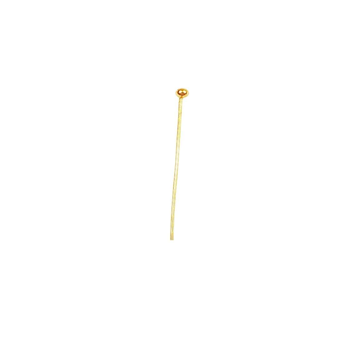 Artistic smooth round bead head pin in 18K gold overlay handcrafted in India.