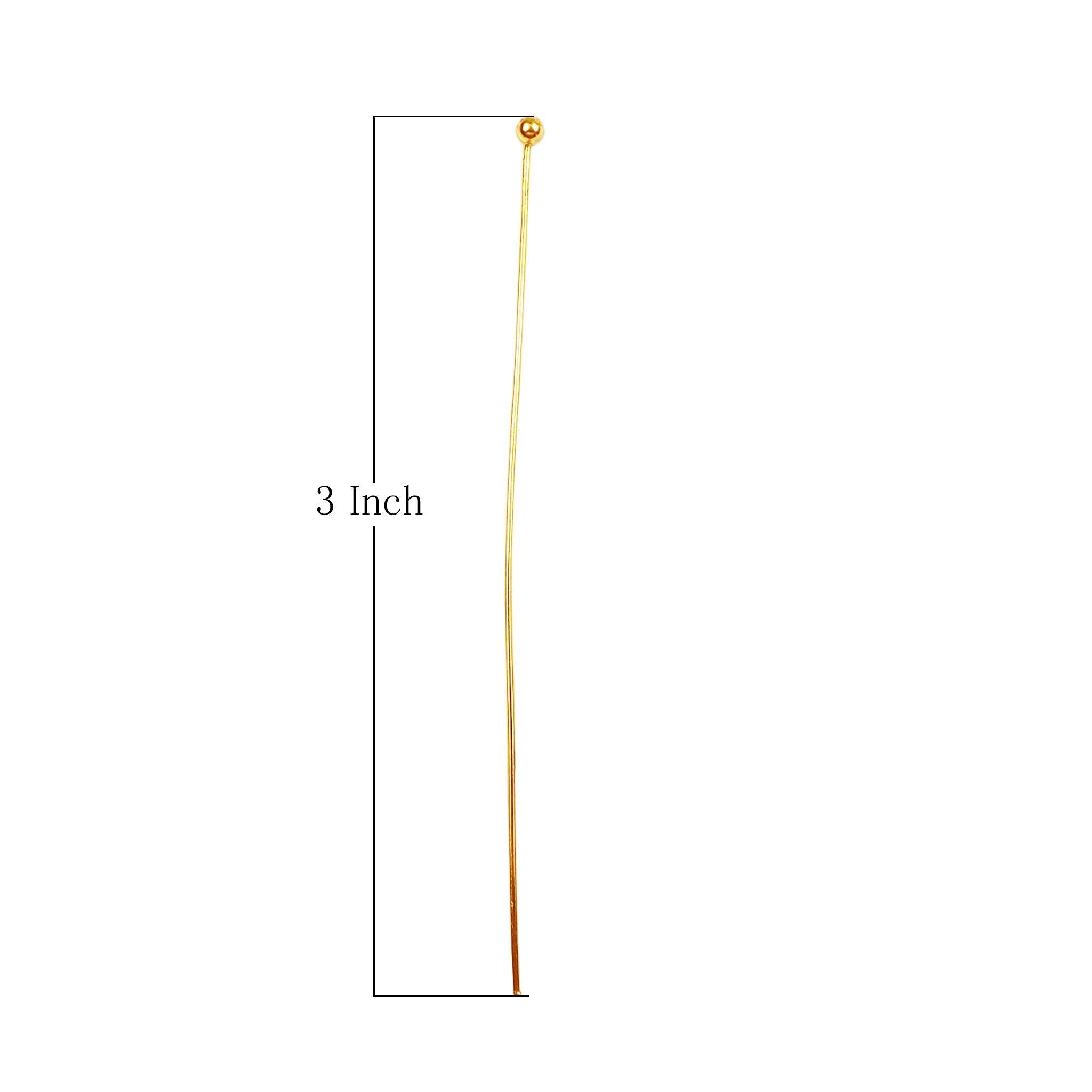 HPG-114-3''-2MM 18K Gold Overlay 22 Gauge A Wonderfully Simple and Useful Head Pin With a Ball Tip Beads Bali Designs Inc 