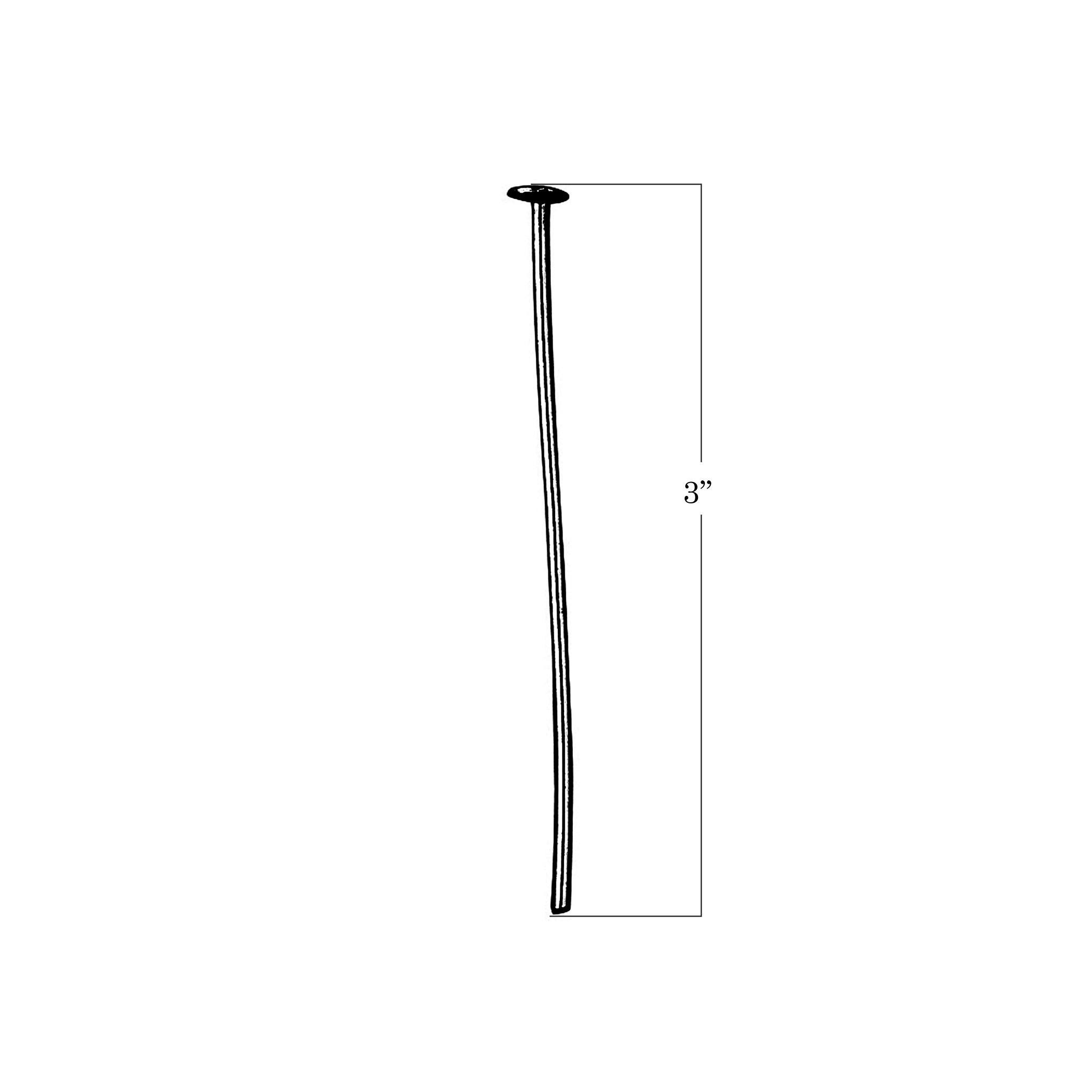 HPR-101-3" Black Rhodium Overlay 22 Gauge Head Pin With A Flat Top Beads Bali Designs Inc 