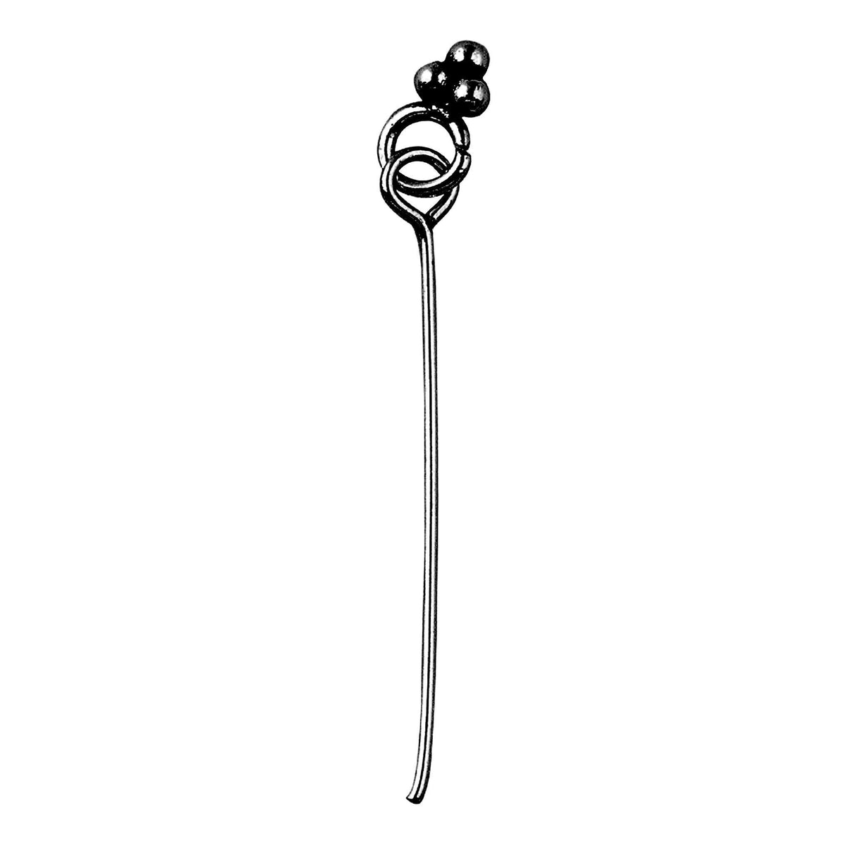 India handcrafted decorative twisted eye pin with black rhodium overlay over copper for retail jewelry crafting.