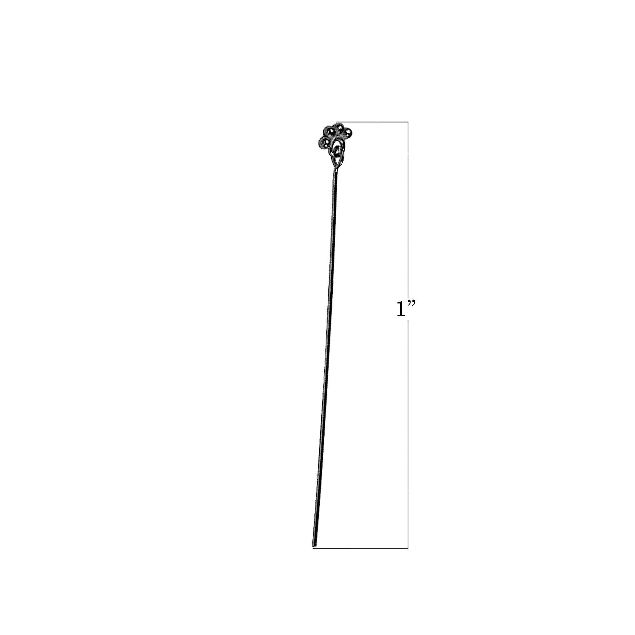 HPR-108-1" Black Rhodium Overlay 22 Gauge Head Pin Or Eye Pin With Granulated Ring Beads Bali Designs Inc 