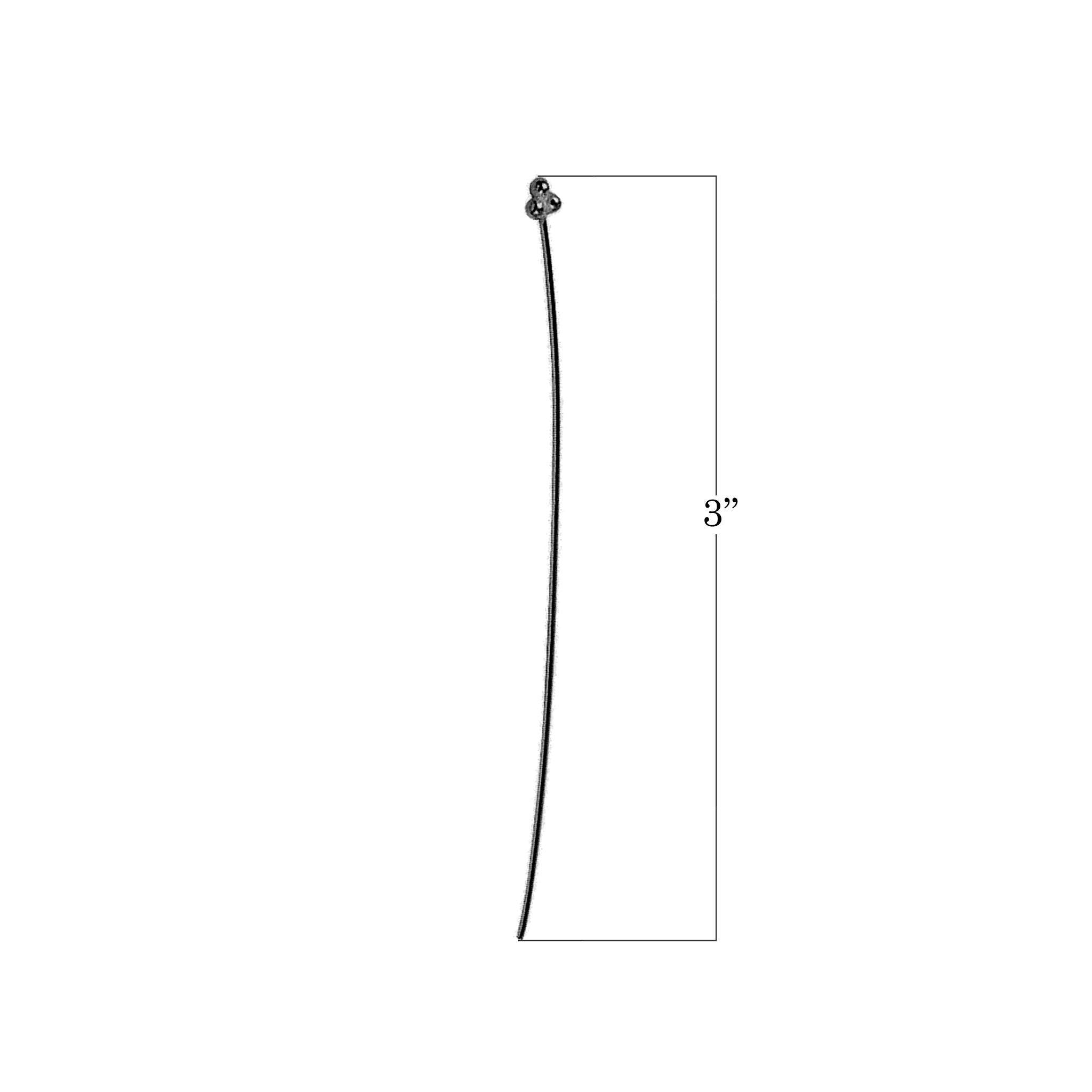 HPR-109-3" Black Rhodium Overlay 22 Guage Head Pin With Granulated Tip Beads Bali Designs Inc 