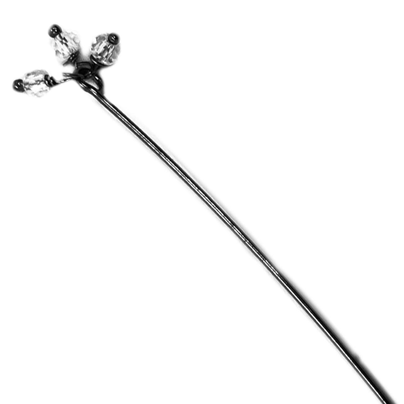HPR-115-CY-1" Black Rhodium Overlay 22 Gauge Head Pin Or Eye Pin With Granulated Bunch of Three 3MM White Crystal Quartz Beads Bali Designs Inc 