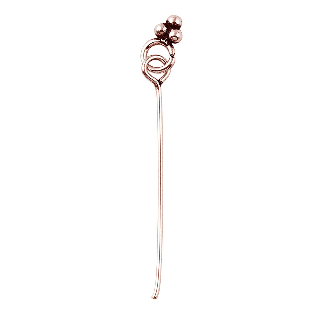 HPRG-106-3" Rose Gold Overlay 22 Gauge Head Pin Or Eye Pin With Granulated Ring Beads Bali Designs Inc 