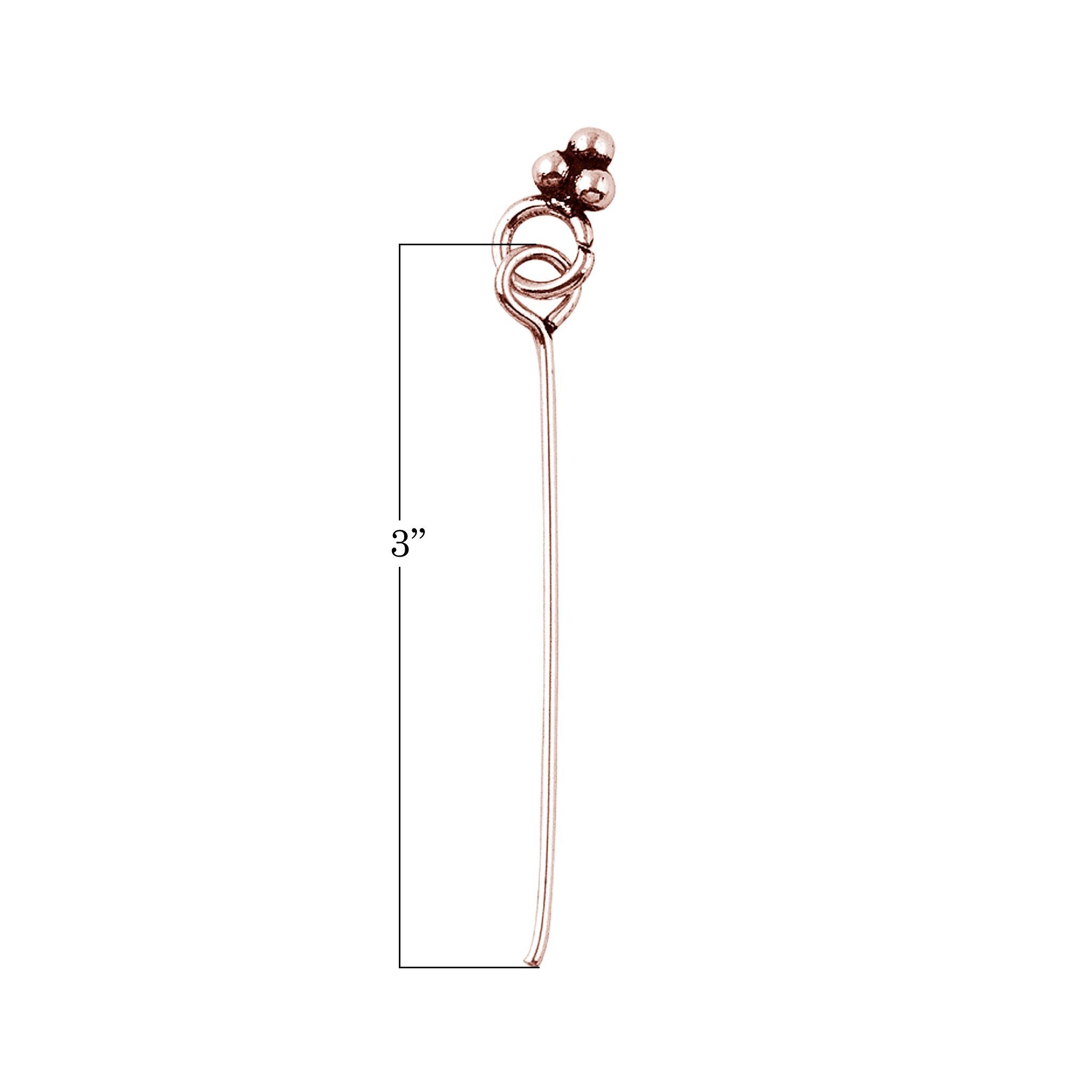 India handcrafted rose gold overlay over copper ball head pin for retail jewelry crafting.