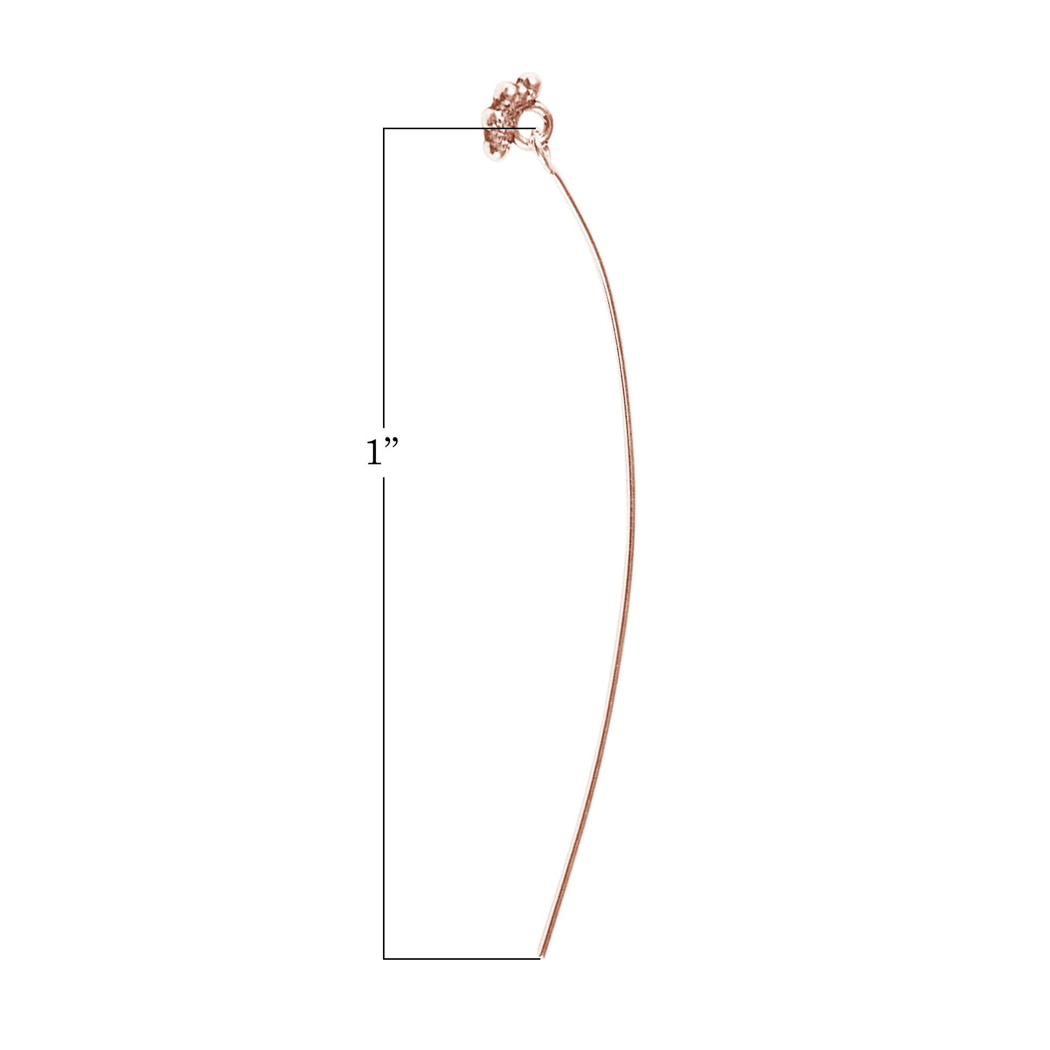 HPRG-112-1" Rose Gold Overlay 22 Gauge Head Pin Or Eye Pin With Granulated Ring Beads Bali Designs Inc 