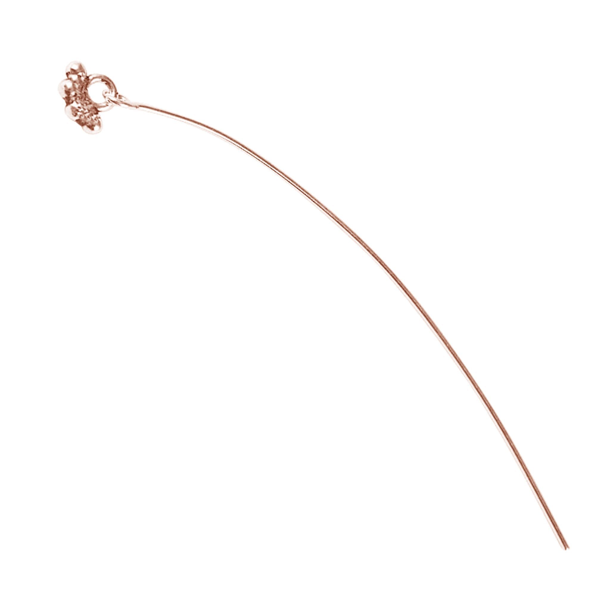 HPRG-112-1" Rose Gold Overlay 22 Gauge Head Pin Or Eye Pin With Granulated Ring Beads Bali Designs Inc 