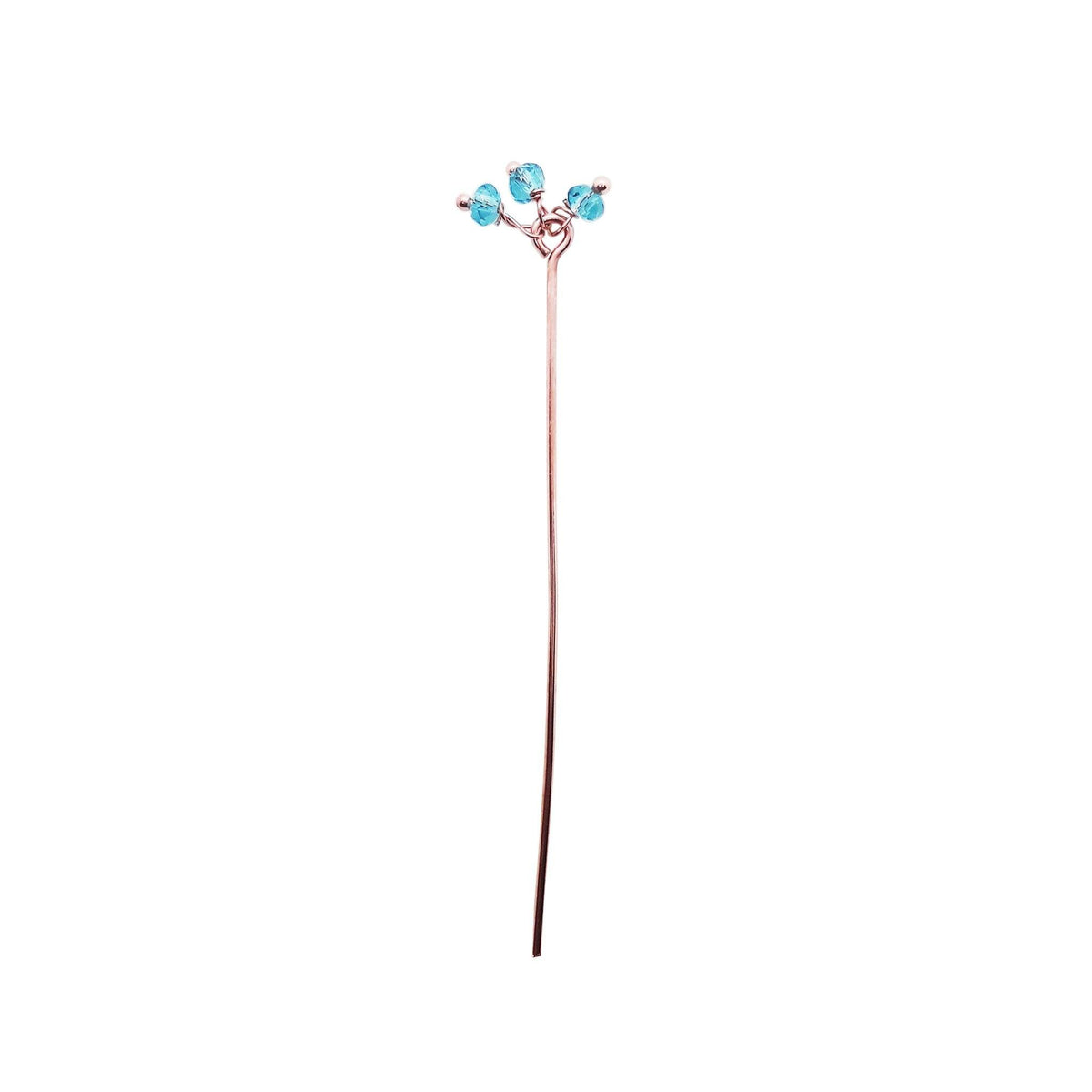 HPRG-115-BT-2" Rose Gold Overlay 22 Gauge Head Pin Or Eye Pin With Granulated Bunch of Three 3MM Blue Crystal Quartz Beads Bali Designs Inc 
