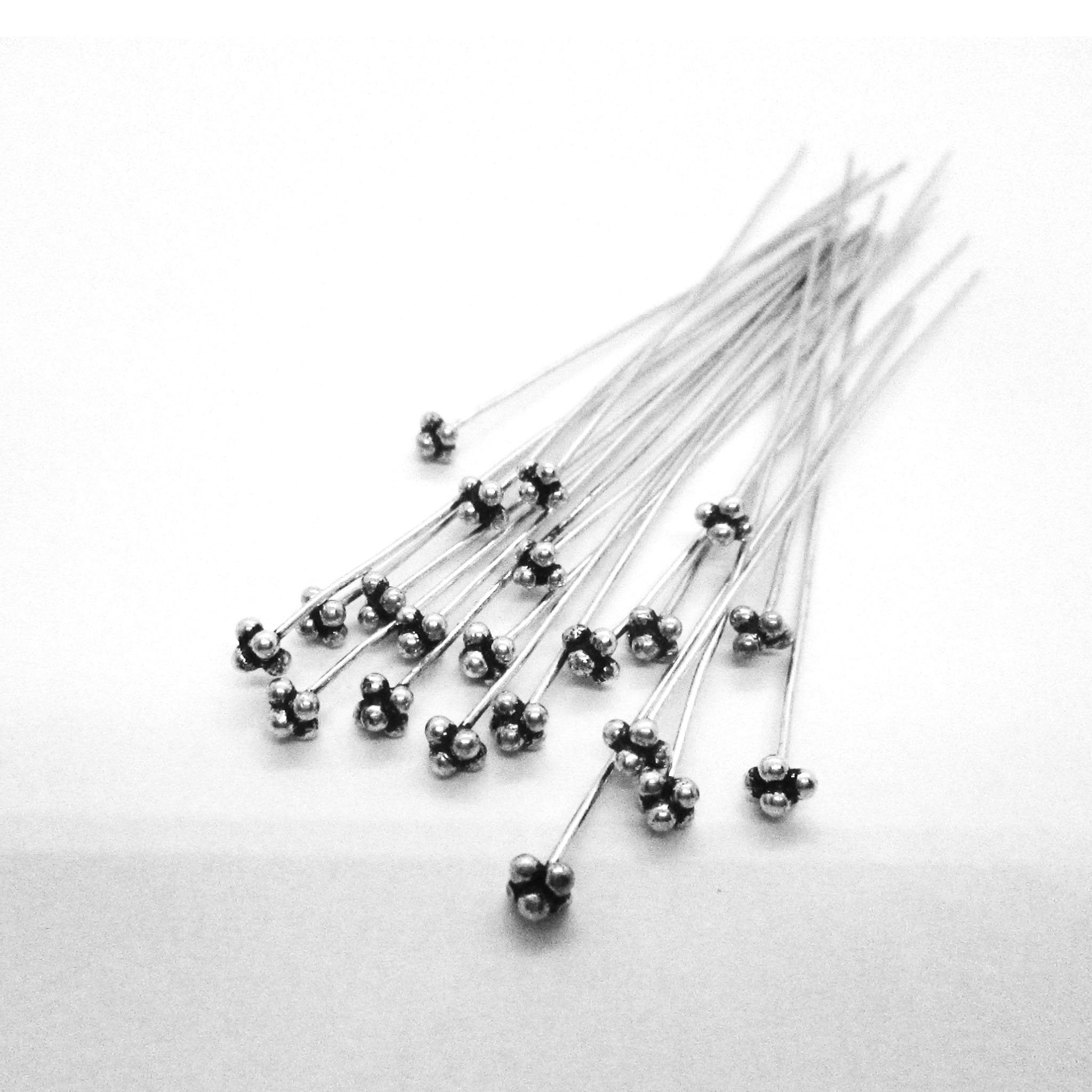 HPSF-103-1" Silver Overlay 22 Gauge Head Pin with Granulated Tip Beads Bali Designs Inc 