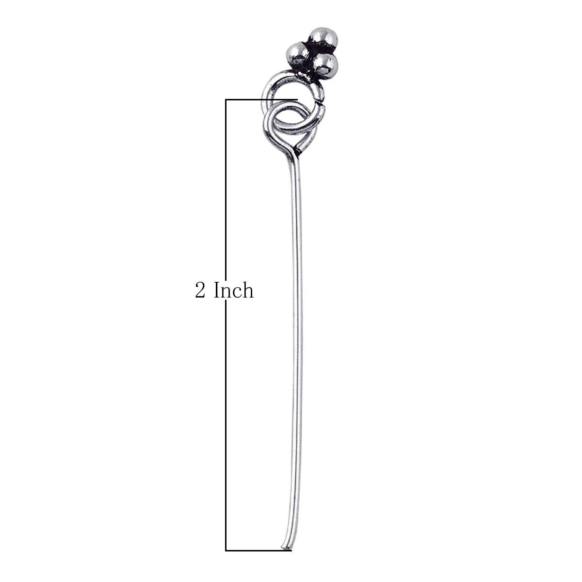 HPSF-106-2" Silver Overlay 22 Gauge Head Pin Or Eye Pin With Granulated Ring Beads Bali Designs Inc 