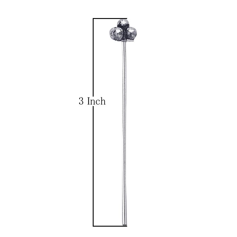 HPSF-107-3" Silver Overlay 22 Guage Head Pin with Granulated Tip Beads Bali Designs Inc 