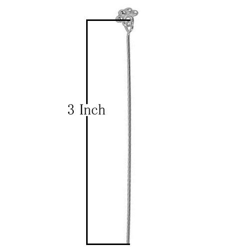 India handcrafted long silver overlay over copper cluster-ball head pin for boutique and DIY jewelry crafting.