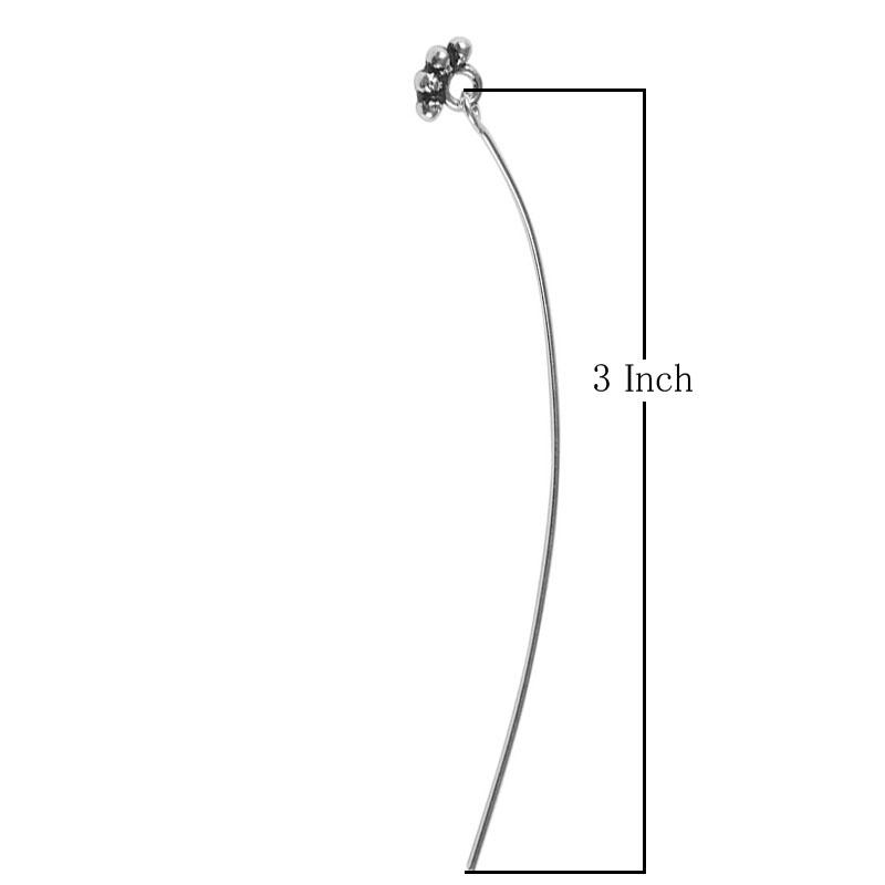 HPSF-112-3" Silver Overlay 22 Gauge Head Pin Or Eye Pin With Granulated Ring Beads Bali Designs Inc 