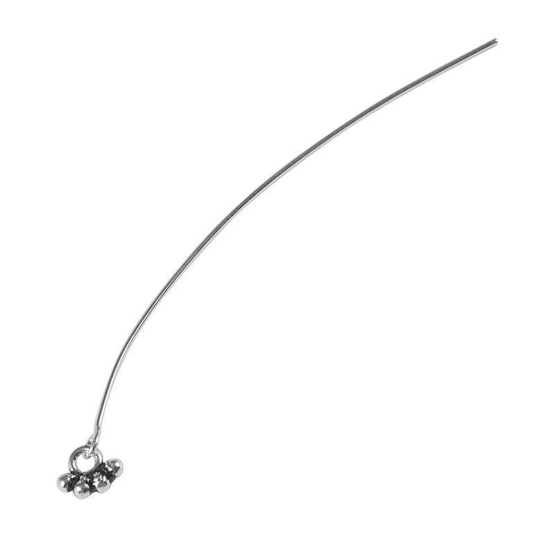 Handcrafted Silver Overlay headpin from India with decorative cluster top, copper base jewelry finding.