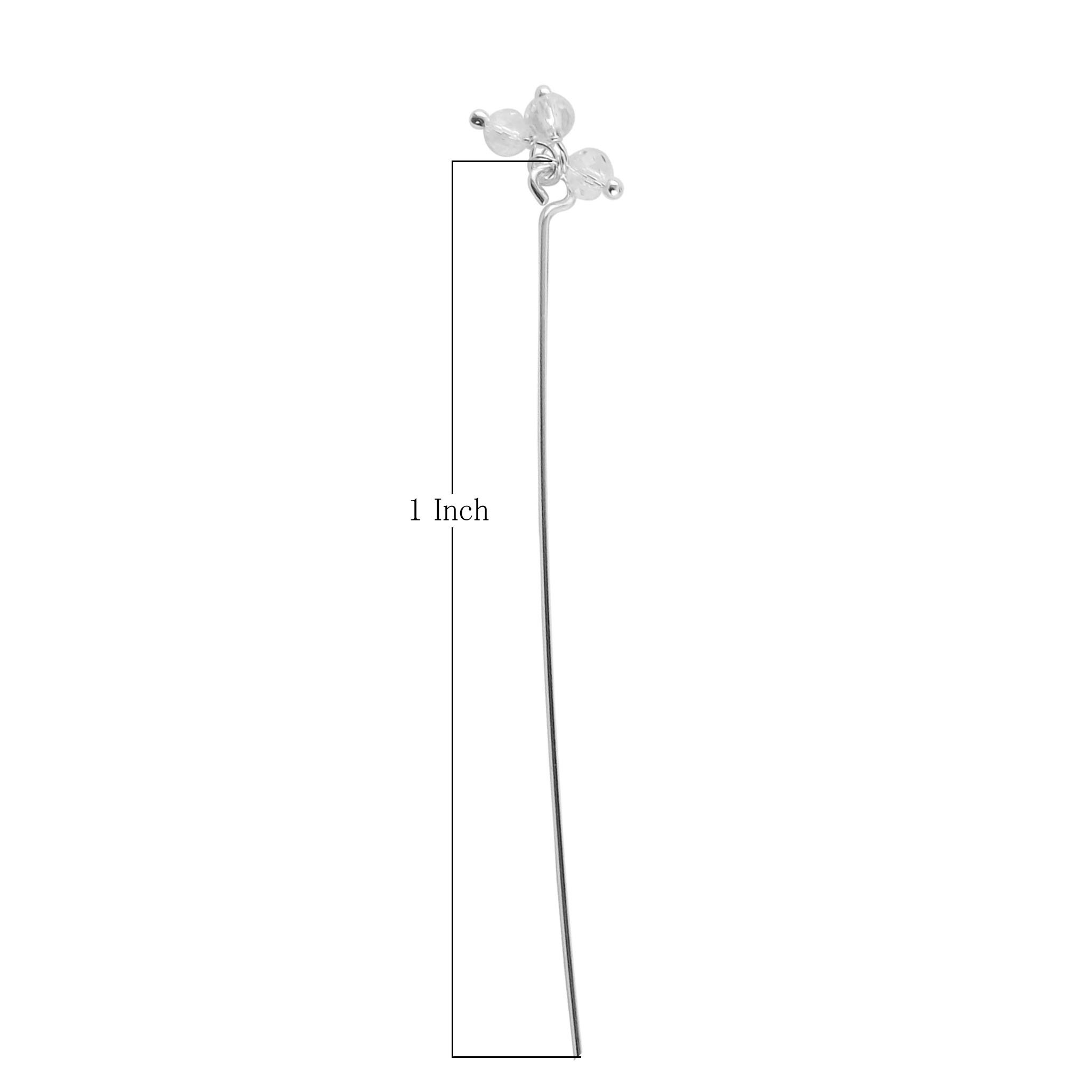 HPSF-115-CY-1" Silver Overlay 22 Gauge Head Pin Or Eye Pin With Granulated Bunch of Three 3MM White Crystal Quartz Beads Bali Designs Inc 