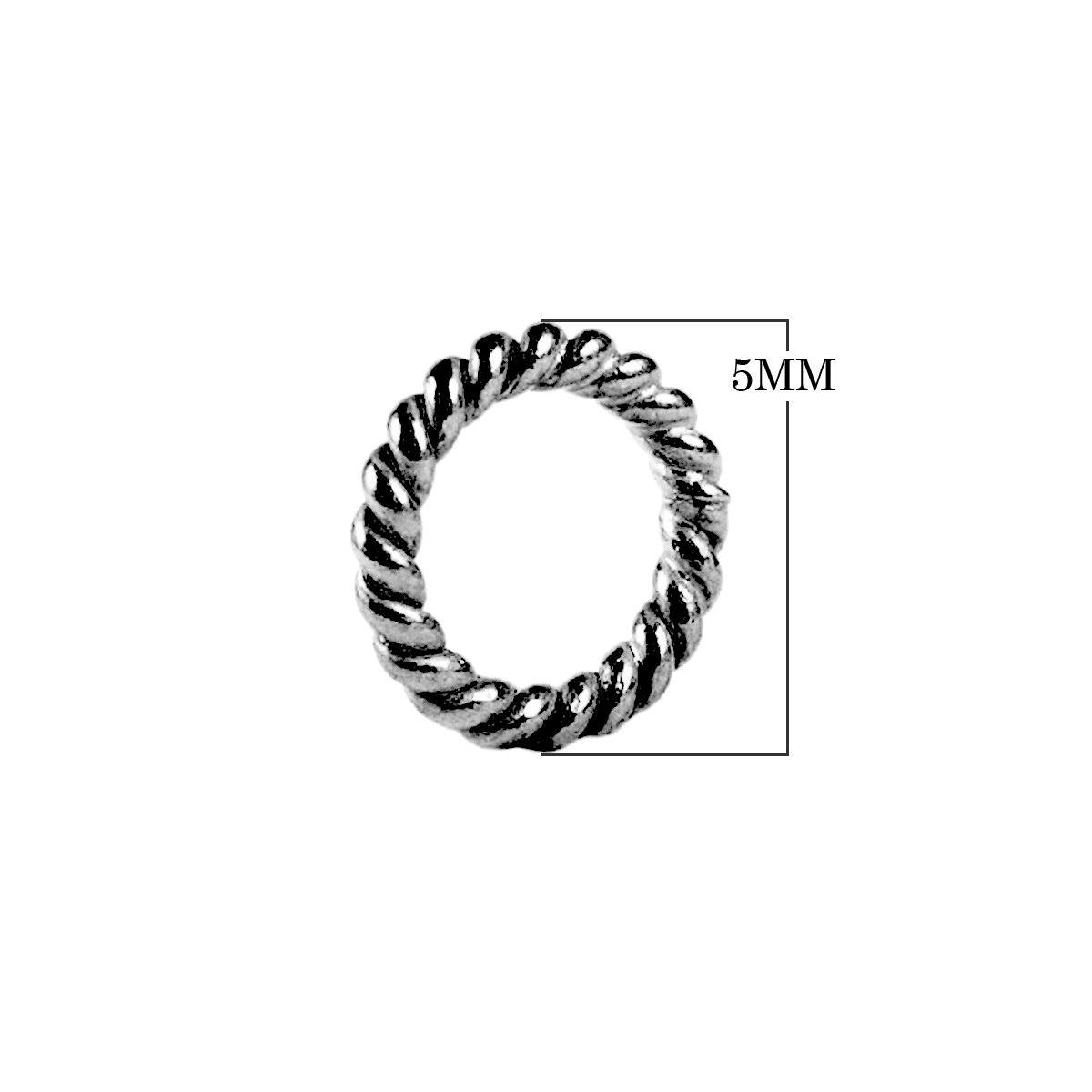 JCR-102-5MM Black Rhodium Overlay Closed Jump Ring Twisted Beads Bali Designs Inc 