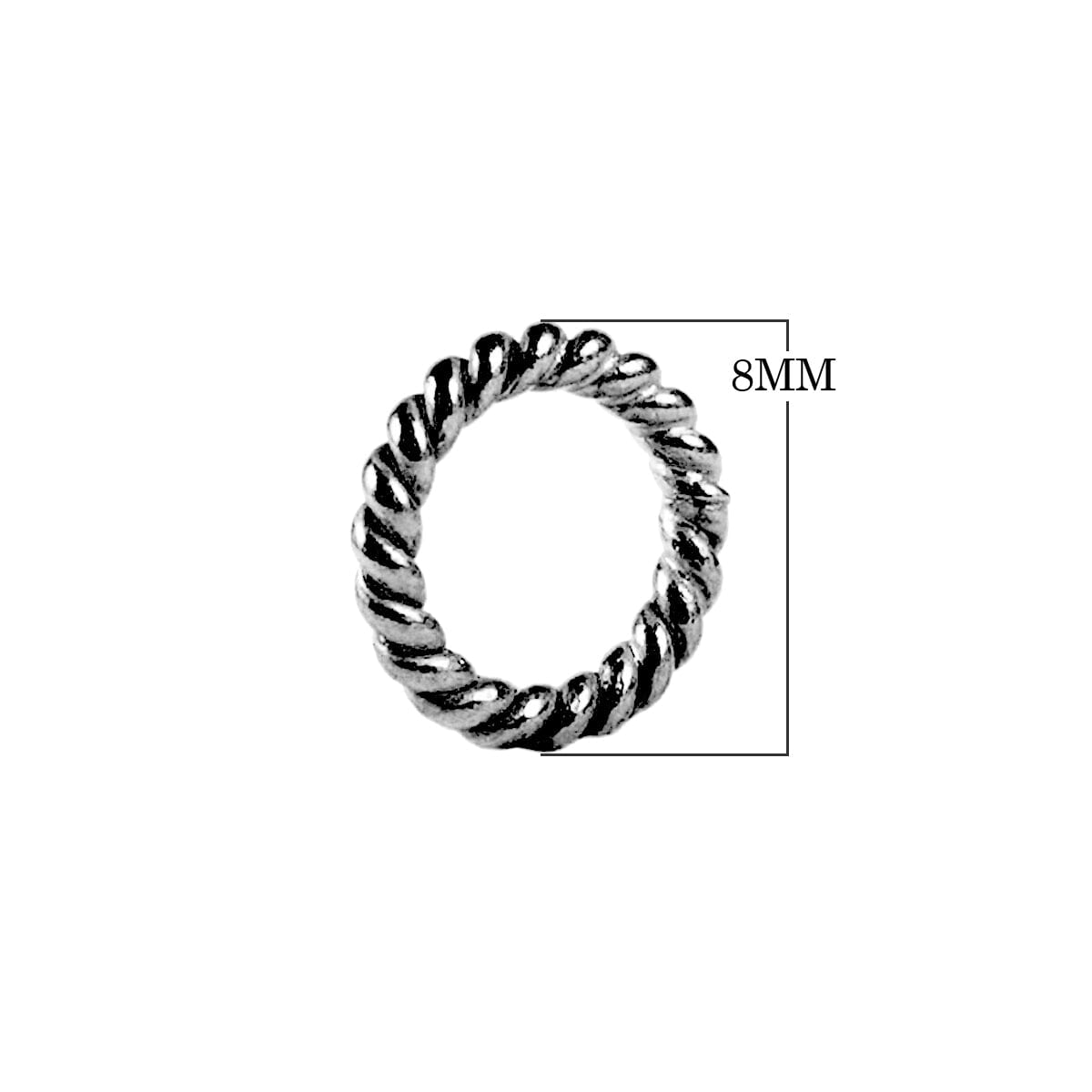 JCR-102 Black Rhodium Overlay Closed Jump Ring Twisted Beads Bali Designs Inc 8MM 