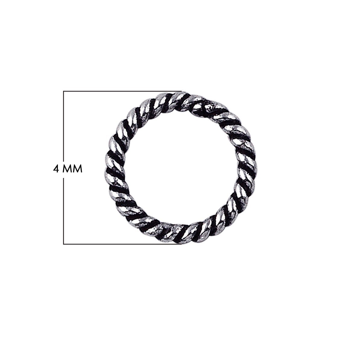 JCSF-102-4MM Silver Overlay Closed Jump Ring Twisted Oxidised Beads Bali Designs Inc 