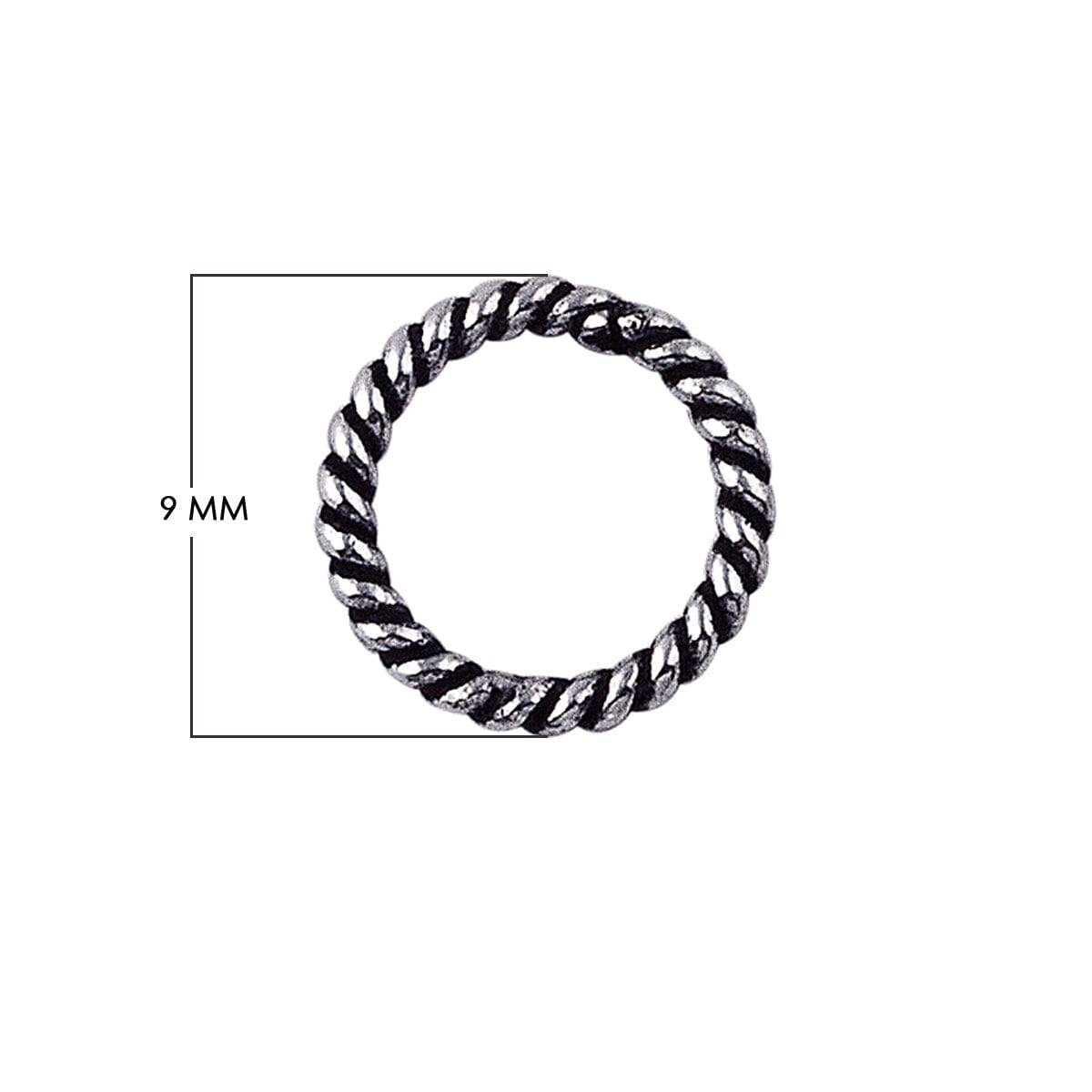 JCSF-102 Silver Overlay Closed Jump Ring Twisted Oxidised Beads Bali Designs Inc 9MM 