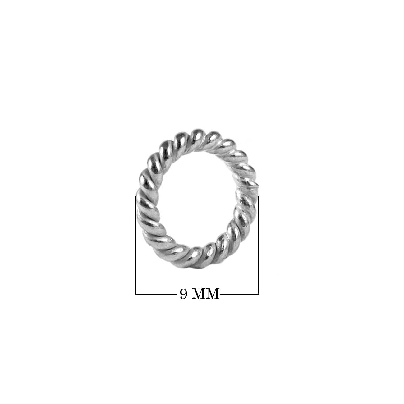 JCSF-105 Silver Overlay Closed Jump Ring Twisted Without Oxidised Beads Bali Designs Inc 9MM 