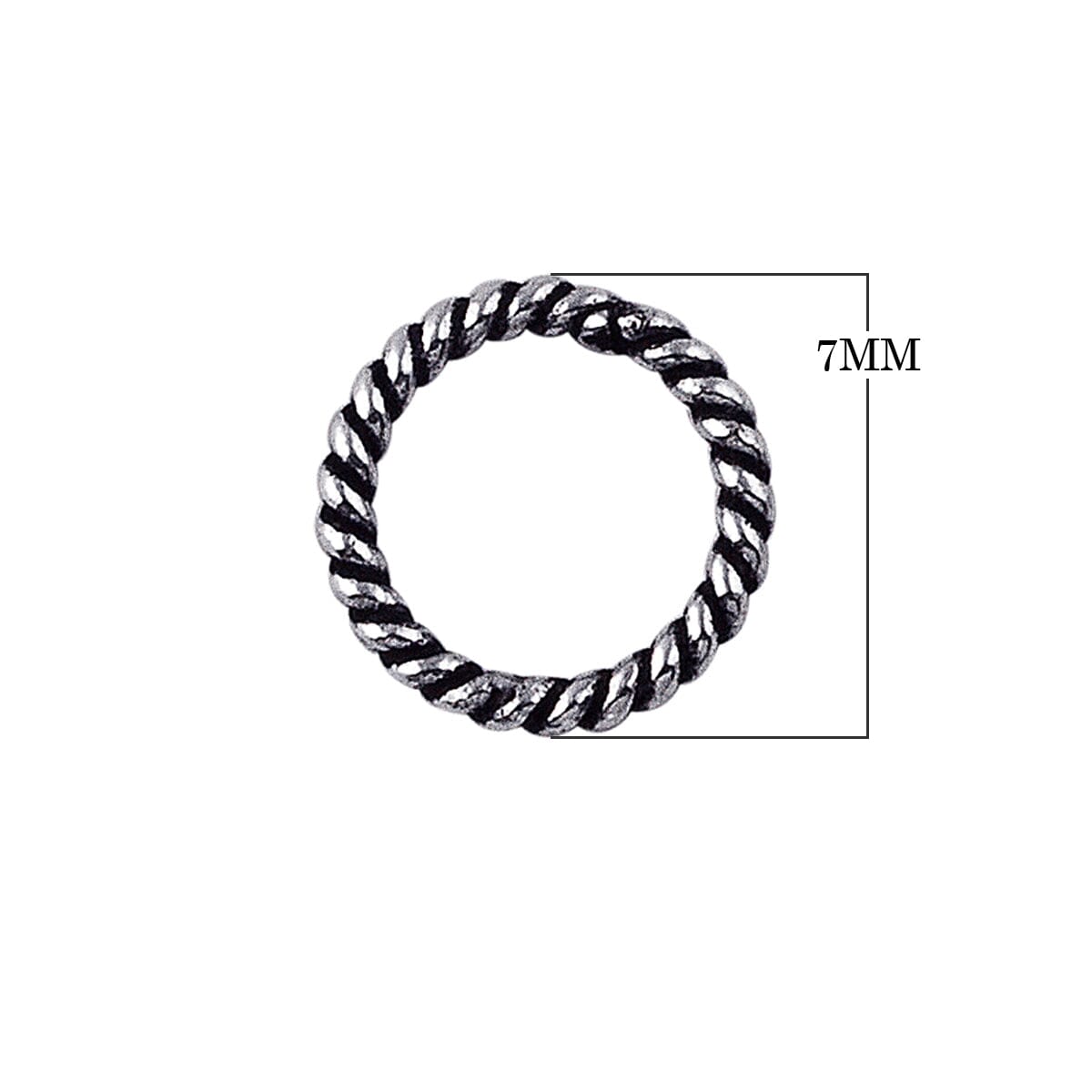 JCSS-102 Sterling Silver Closed Jump Ring Twisted Oxidized Beads Bali Designs Inc 7MM 