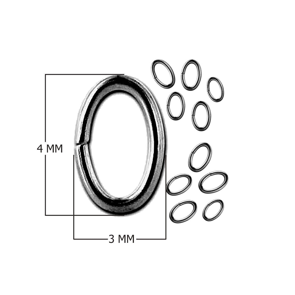 JOR-104-4X3MM Black Rhodium Overlay Oval Open Jump Ring Beads Bali Designs Inc 