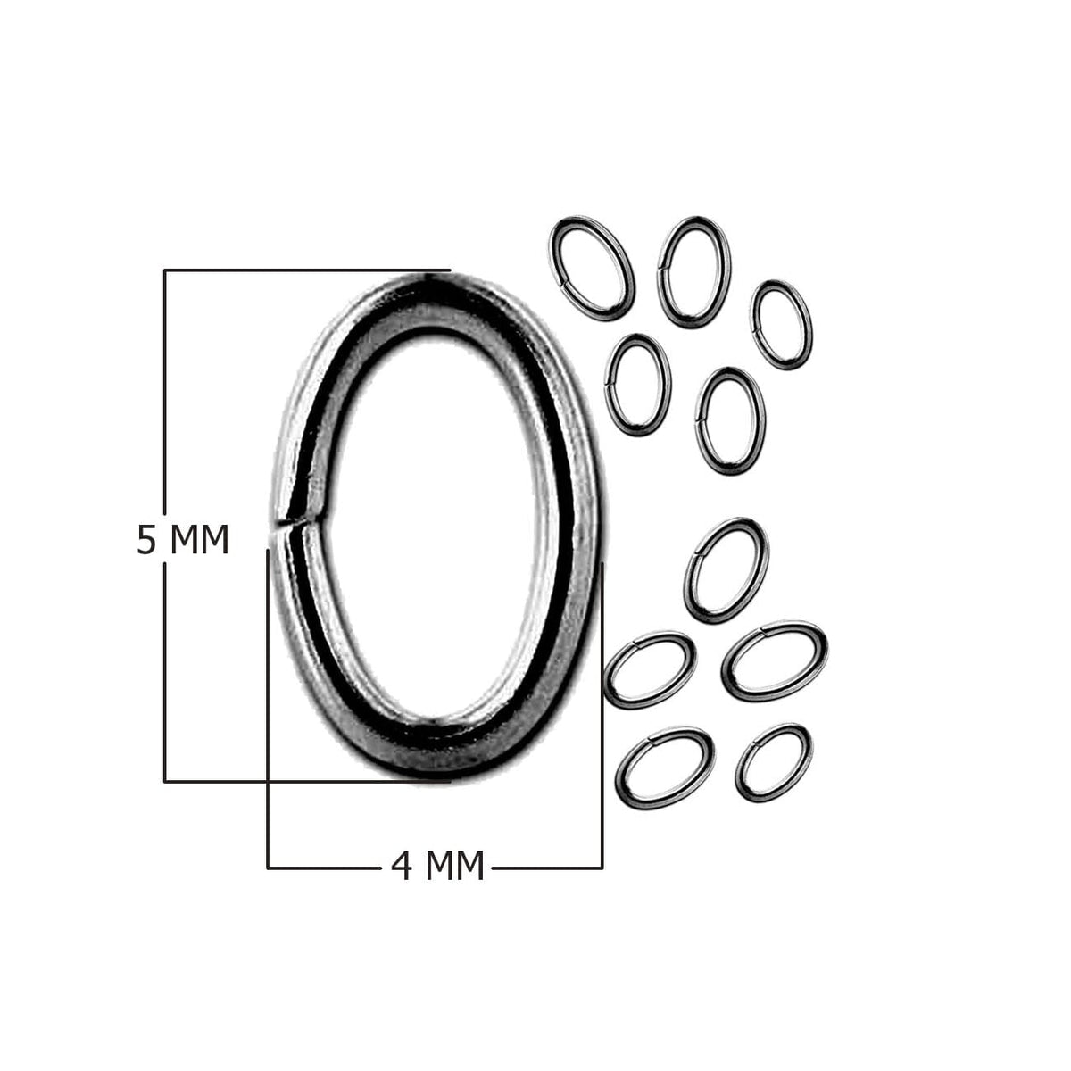 JOR-104 Black Rhodium Overlay Oval Open Jump Ring Beads Bali Designs Inc 5X4MM 