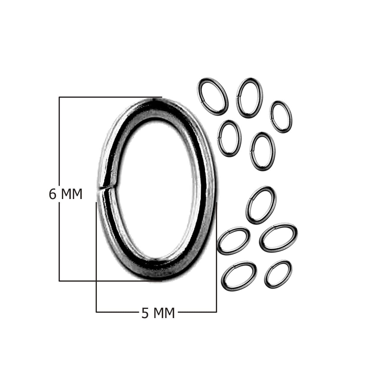 JOR-104 Black Rhodium Overlay Oval Open Jump Ring Beads Bali Designs Inc 6X5MM 