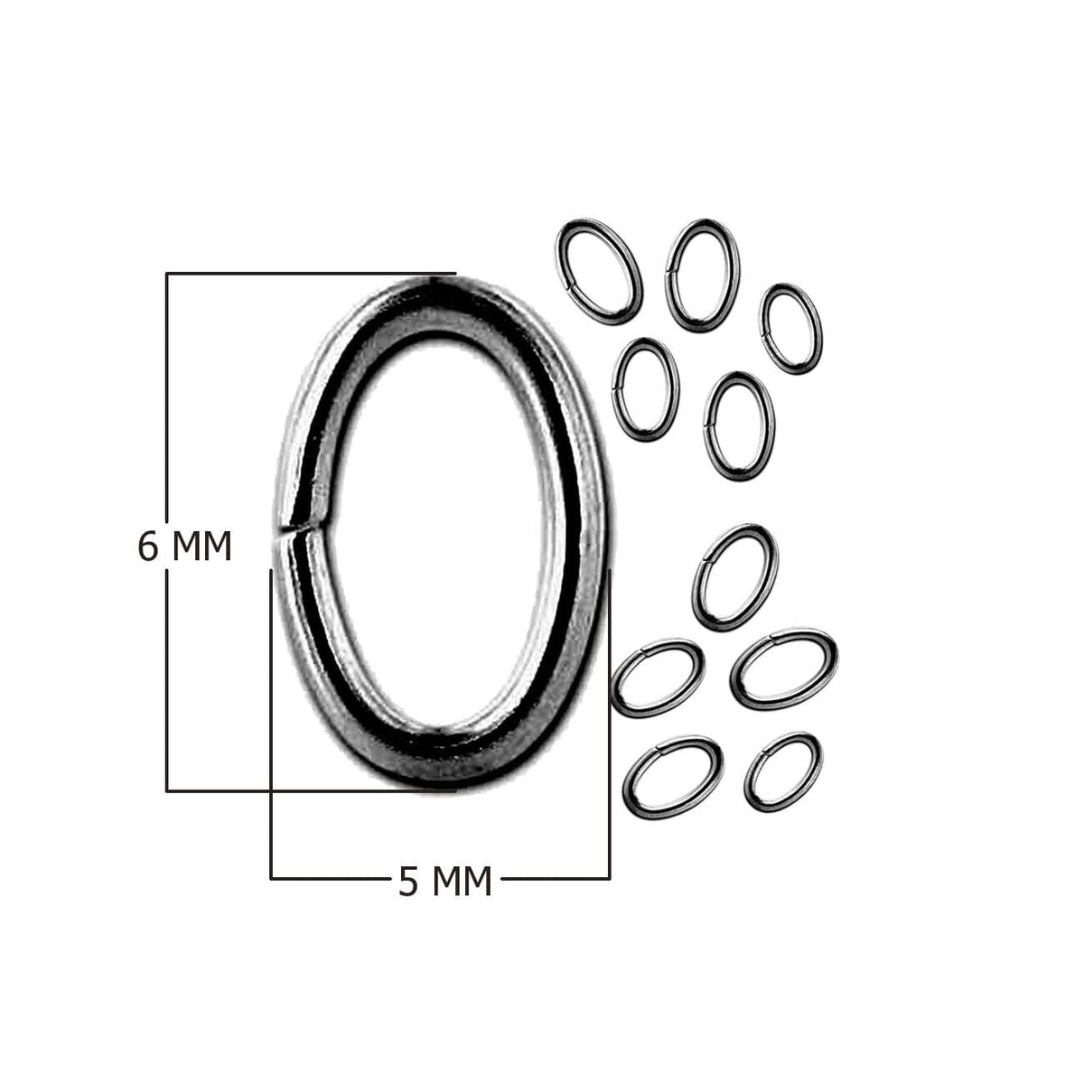 JOR-104 Black Rhodium Overlay Oval Open Jump Ring Beads Bali Designs Inc 6X5MM 