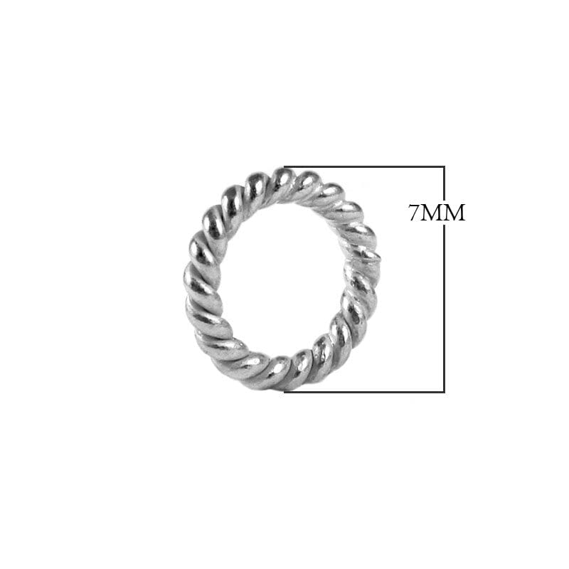 JOSF-105 Silver Overlay Twisted Open Jump Ring Beads Bali Designs Inc 7MM 