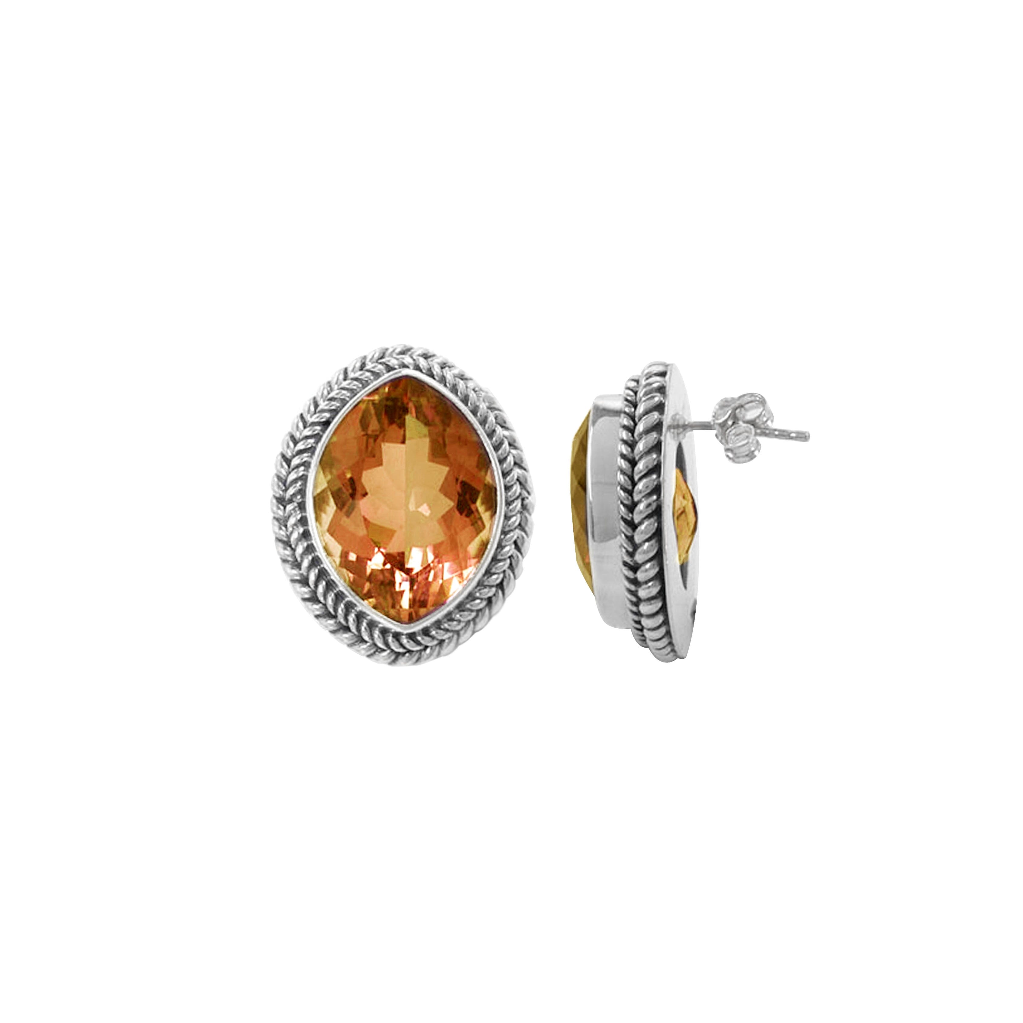NKE-1102-CT Sterling Silver Earring With Citrine Q. Jewelry Bali Designs Inc 