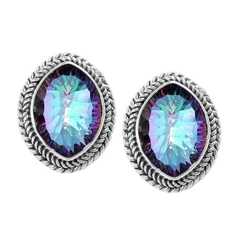NKE-1102-MT Sterling Silver Earring With Mystic Quartz Jewelry Bali Designs Inc 