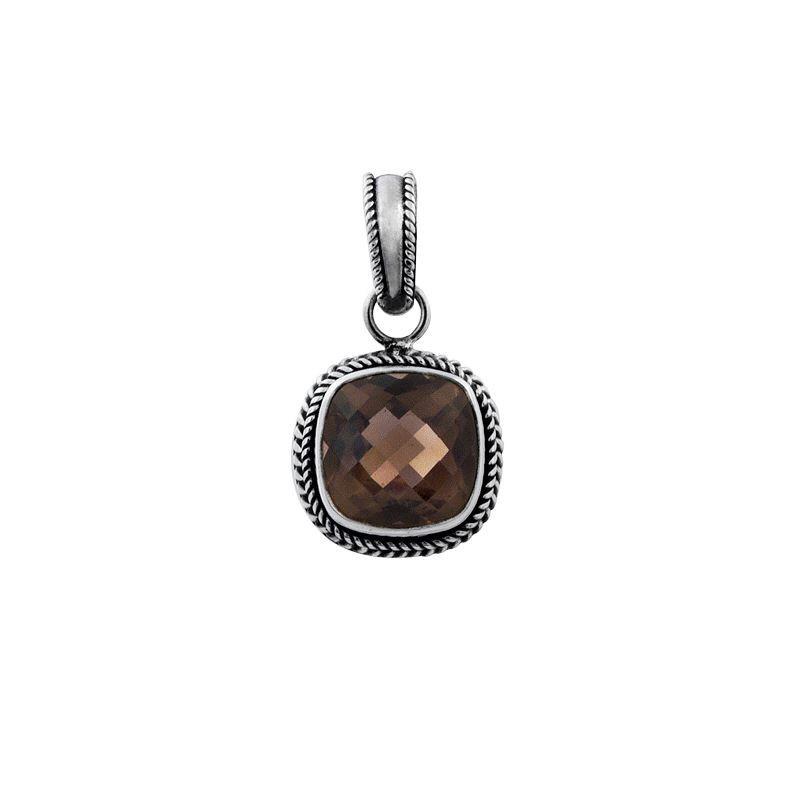 NKLP-001-ST Sterling Silver Pendant With Smokey Quartz Jewelry Bali Designs Inc 