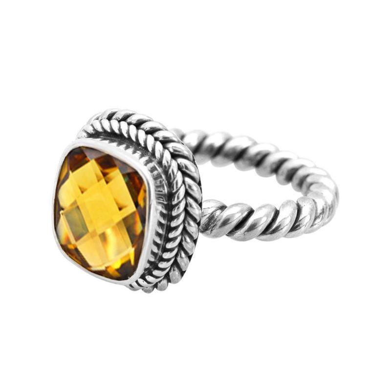 NKLR-001-CT-5" Sterling Silver Ring With Citrine Q. Jewelry Bali Designs Inc 