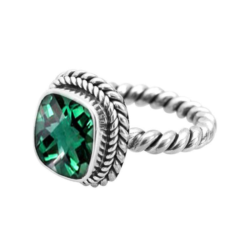 NKLR-001-GQ-5" Sterling Silver Ring With Green Quartz Jewelry Bali Designs Inc 
