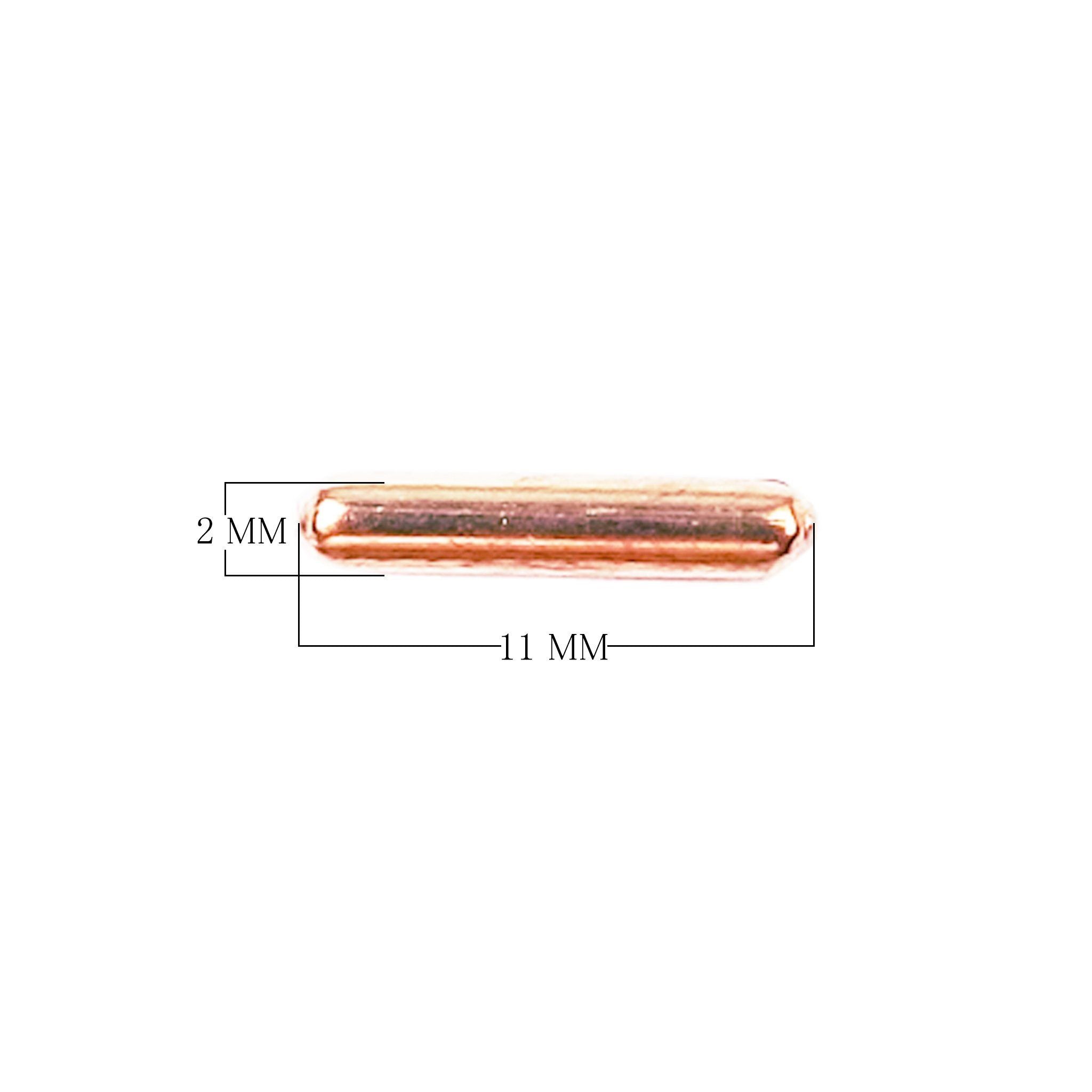 Handcrafted rose gold overlay copper tube bead from India with smooth polished finish for jewelry design